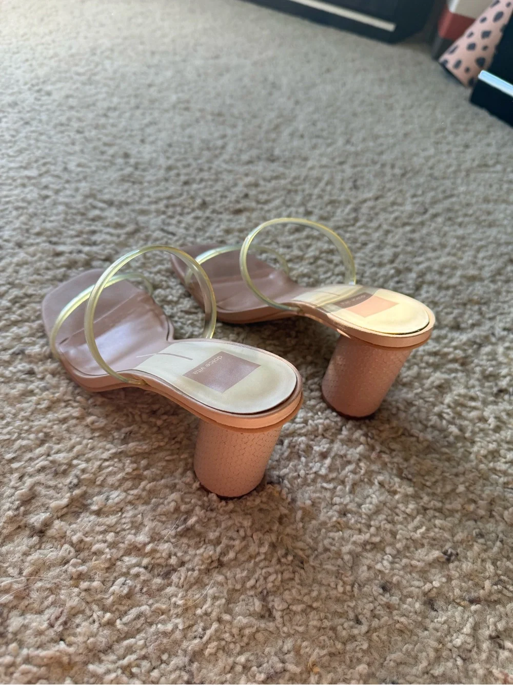 Dolce Vita Clear Double-Strap Heeled Sandals in Nude - Picture 4 of 6